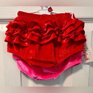 CAT & JACK Ruffle Bum Bloomer Shorts 3-6 M Baby New Red and Pink
